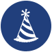 party hat icon for adult coed charity christmas party san antonio tx